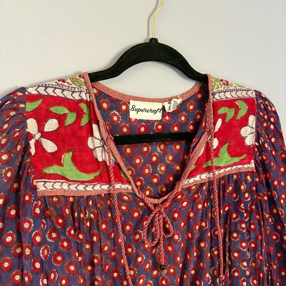 SOLD Vintage 60s 70s Indian Cotton Gauze Dress / Vintage Bohemian Gauze Dress - Picture 3 of 10